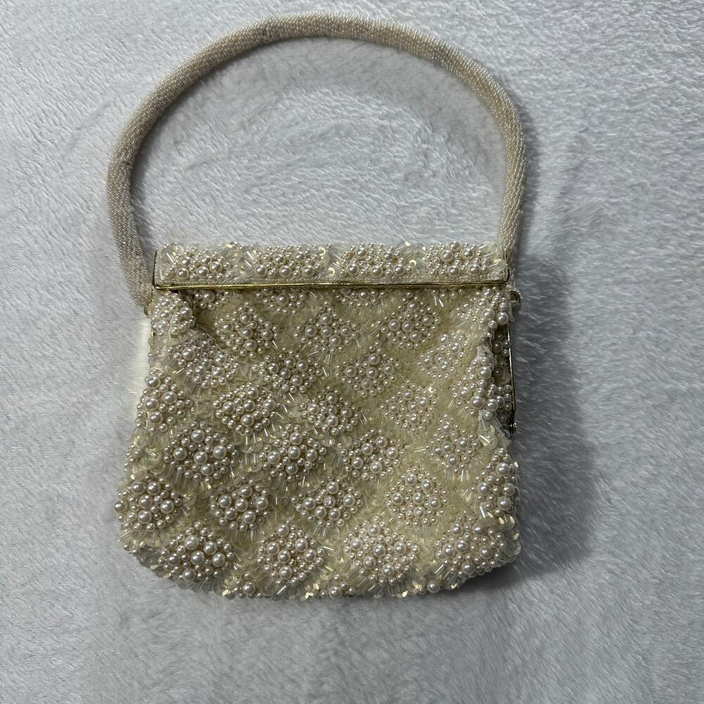 Kate Landry Ivory Pearl Beaded Evening Bag Clutch Bridal Wedding Formal Purse